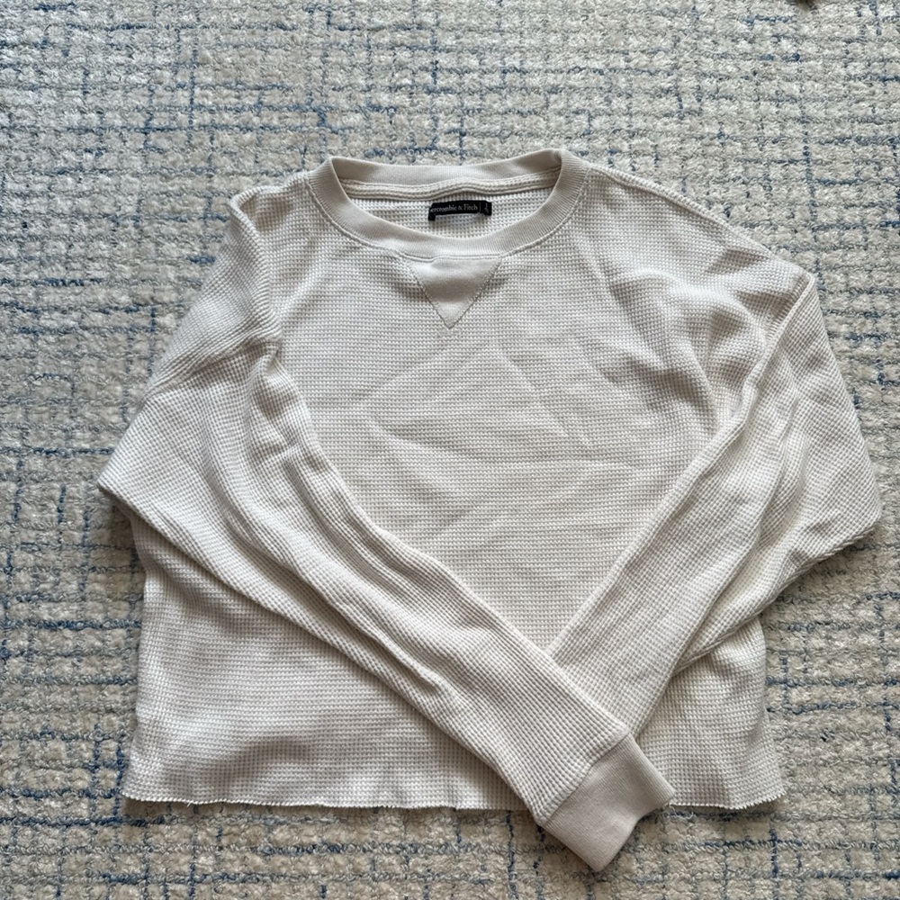 Abercrombie & Fitch Off-White Waffle Knit Top